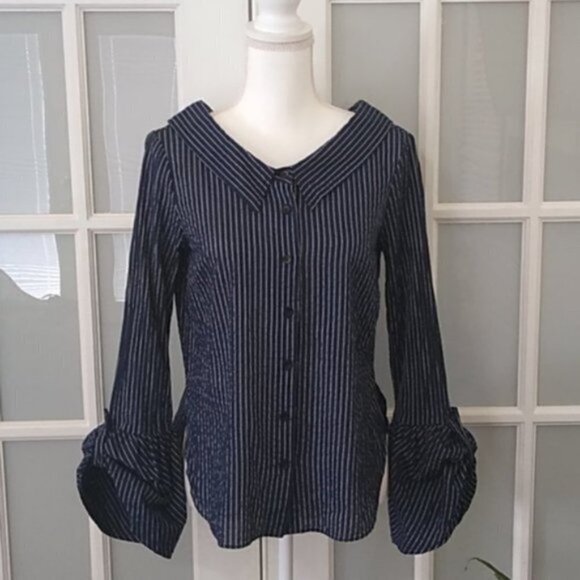 Farrow Navy Bell Sleeve Top From Need Supply - Picture 2 of 13